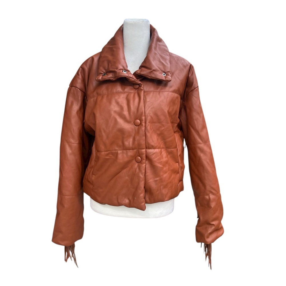NUULY x BLANKNYC Vegan Leather Fringe Puffer Sz S - Picture 5 of 10
